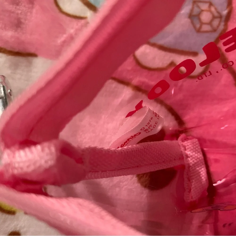My Melody Drinking Boba Pink Clear Plastic Small Zip Coin Pouch NWT